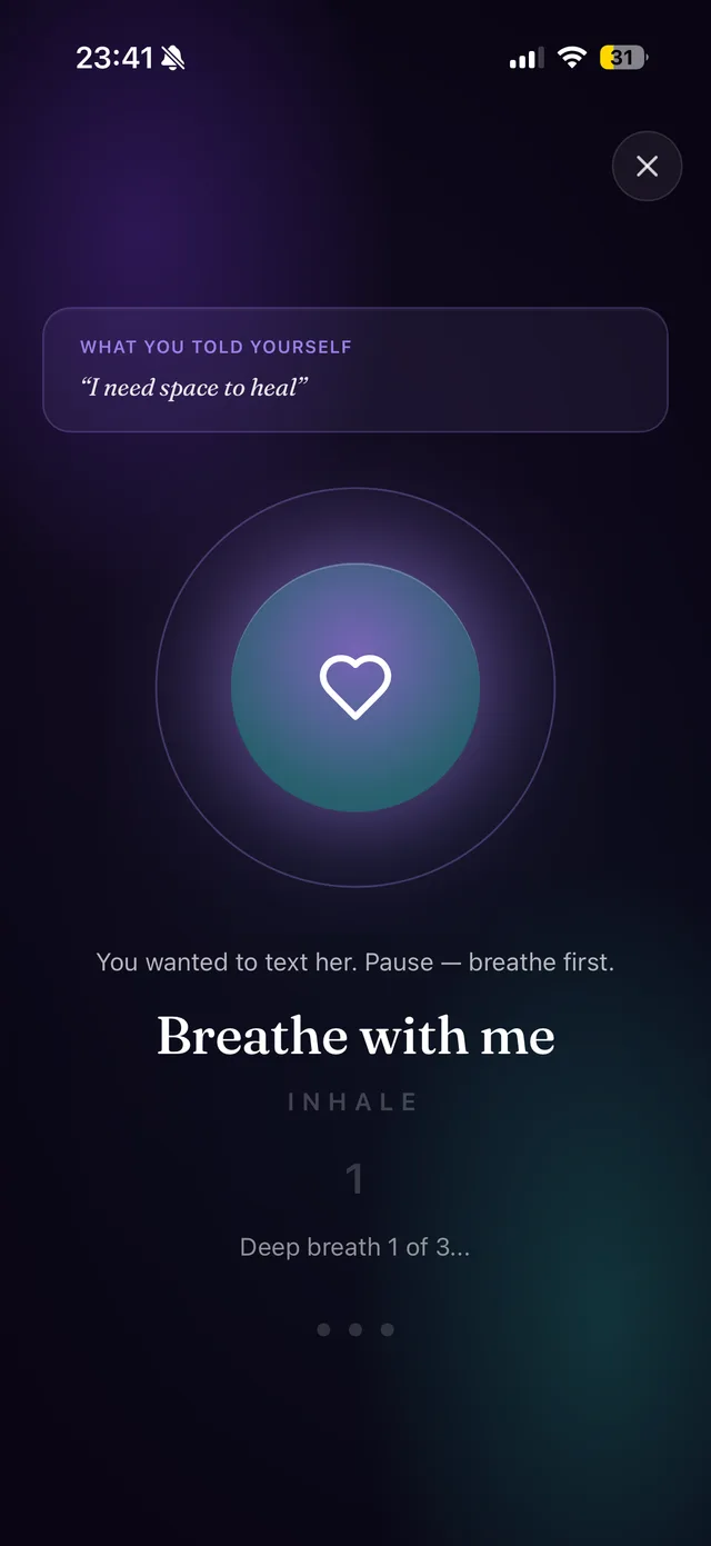 SOS screen: guided breathing when the urge hits