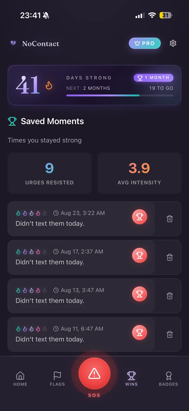 Saved Moments: urges you resisted